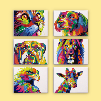 6 pieces, animal mini digital painting set, 15x20cm/5.9x7.8 inches, handmade, suitable for family leisure, is the perfect gift for family and friends.