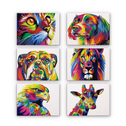 6 pieces, animal mini digital painting set, 15x20cm/5.9x7.8 inches, handmade, suitable for family leisure, is the perfect gift for family and friends.