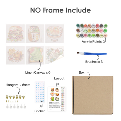 6 pieces, digital mini painted set of food desktop accessories, 15x15cm/5.9x5.9 inches, handmade for family leisure, perfect gift for friends and family.