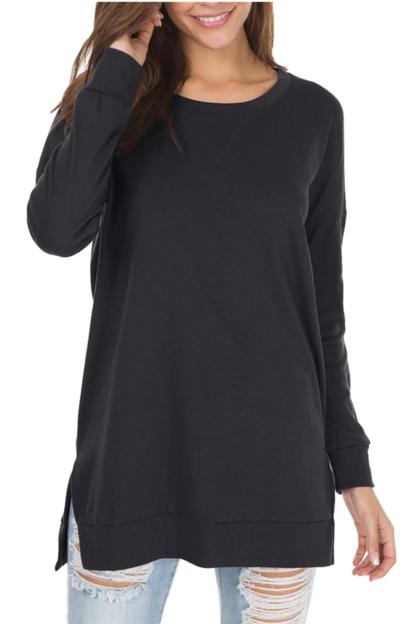 New Long Sleeve Side Slit Loose Tops (Buy 3 Free Shipping)