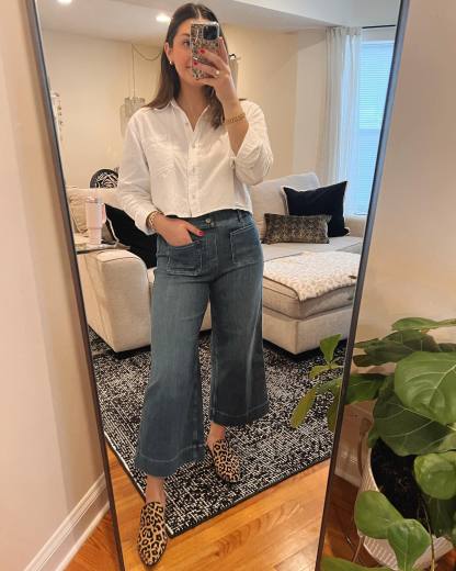 Tummy Control Cropped Wide-Leg Jeans(BUY 2 FREE SHIPPING)
