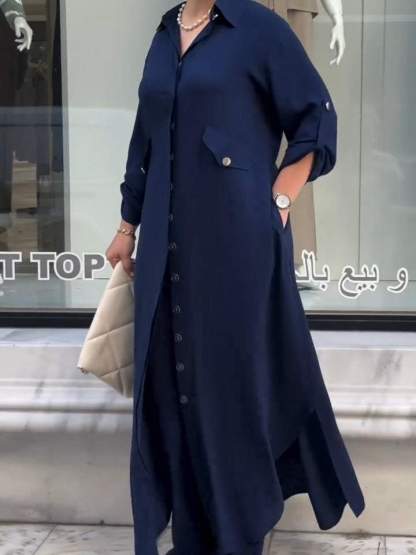 Women's Casual Pants Shirt Set Two Piece