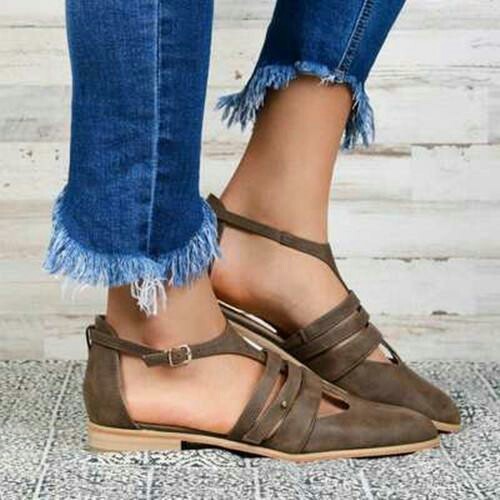 Round Toe Casual Buckle Fashion Sandals Low Heel Women's Shoes