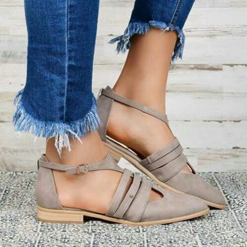 Round Toe Casual Buckle Fashion Sandals Low Heel Women's Shoes