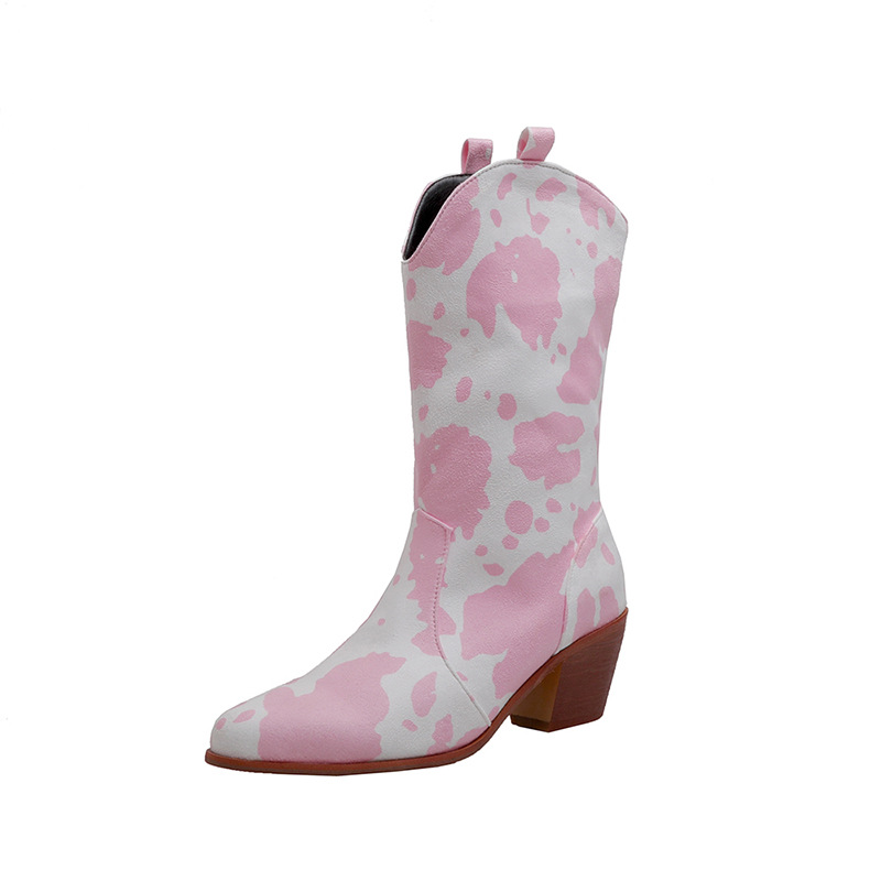 European and American thick heel pointed toe women's shoes and boots