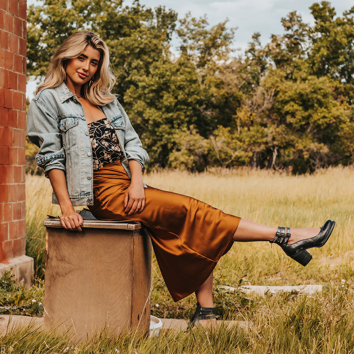 Back zipper thick high heel square heel shallow buckle women's shoes