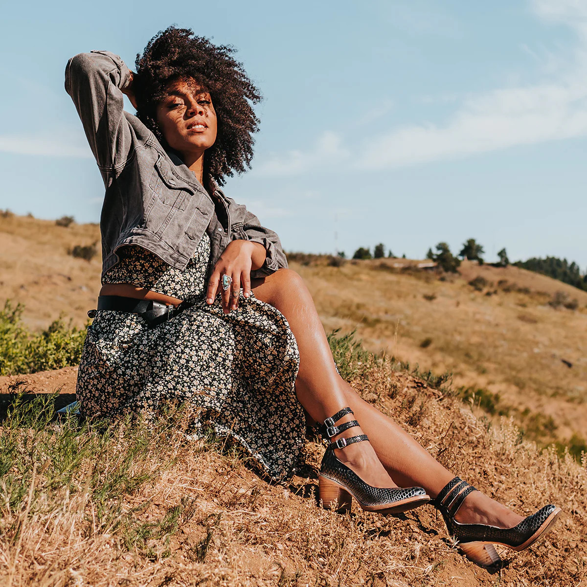 Back zipper thick high heel square heel shallow buckle women's shoes