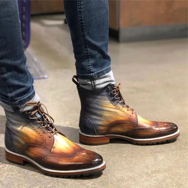MEN'S VINTAGE ENGRAVED LACE-UP CHUKKA BOOTS 88019061S