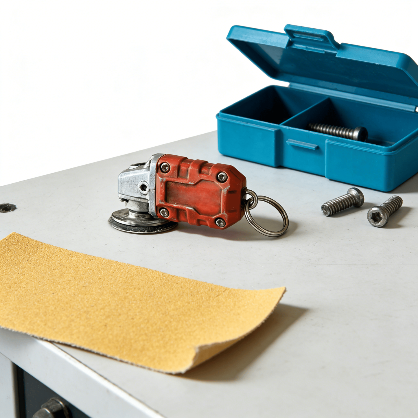 🛠️2-in-1  Mini Grinder Keychain: On-the-Go Smoothing Tool + Tool Enthusiast Collectible