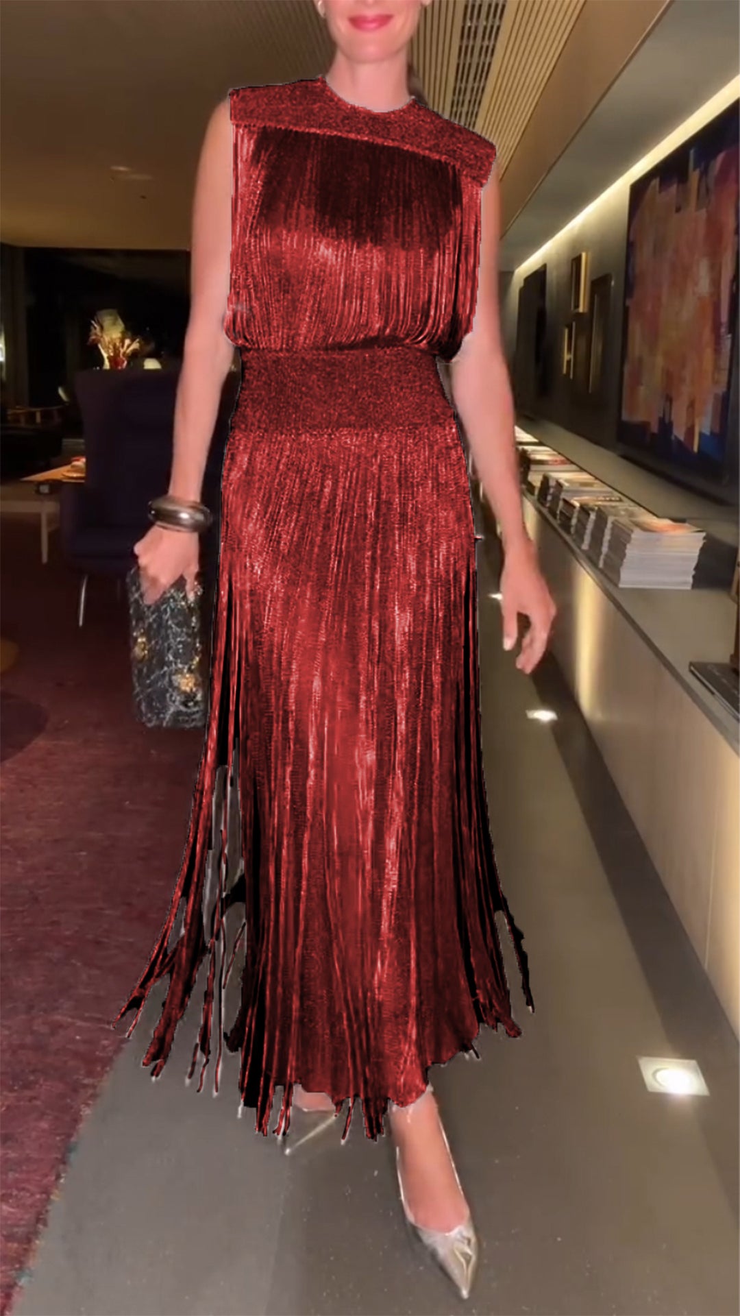 Women's Lapel Tassel Elegant Dress