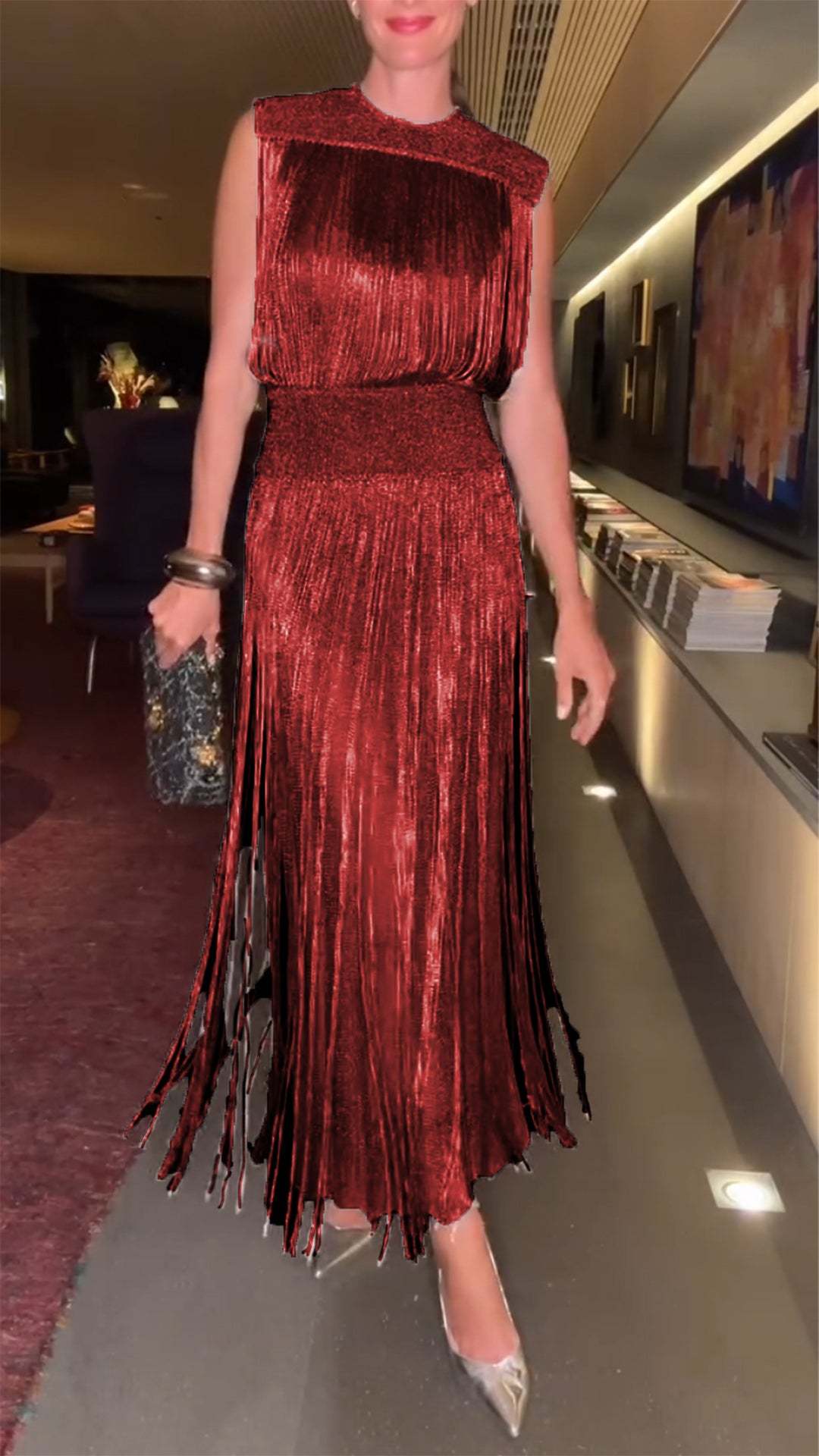 Women's Lapel Tassel Elegant Dress