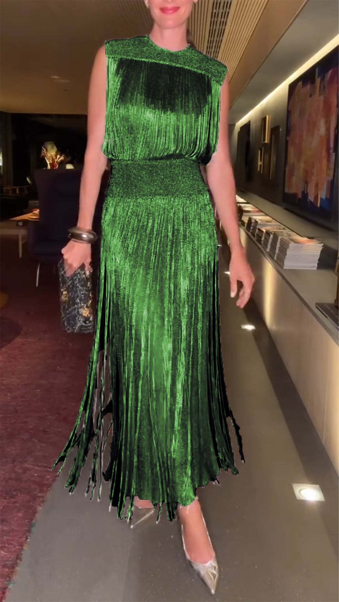 Women's Lapel Tassel Elegant Dress