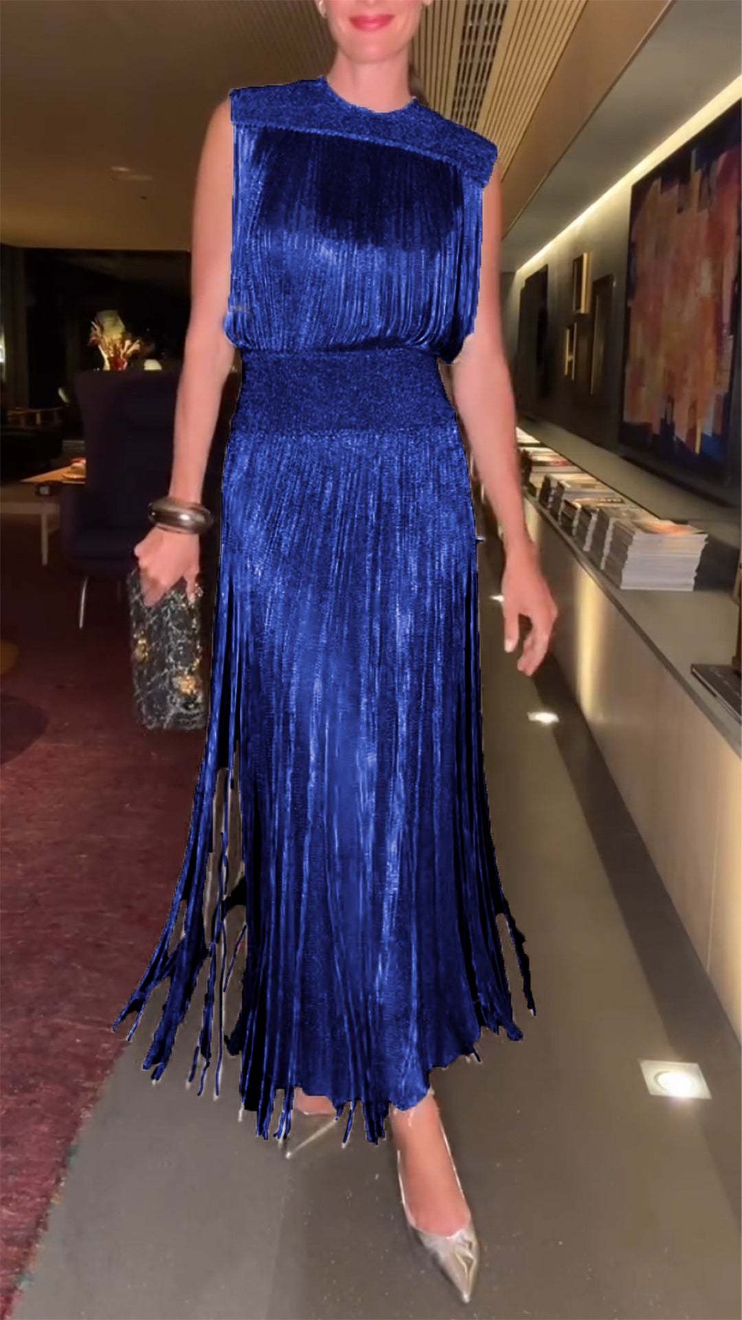 Women's Lapel Tassel Elegant Dress