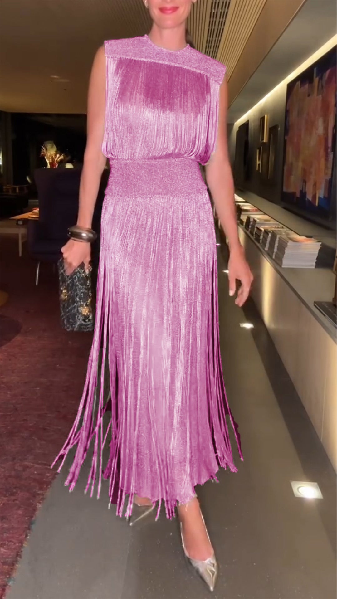 Women's Lapel Tassel Elegant Dress