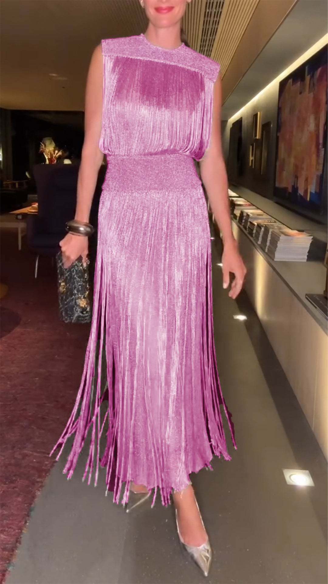 Women's Lapel Tassel Elegant Dress