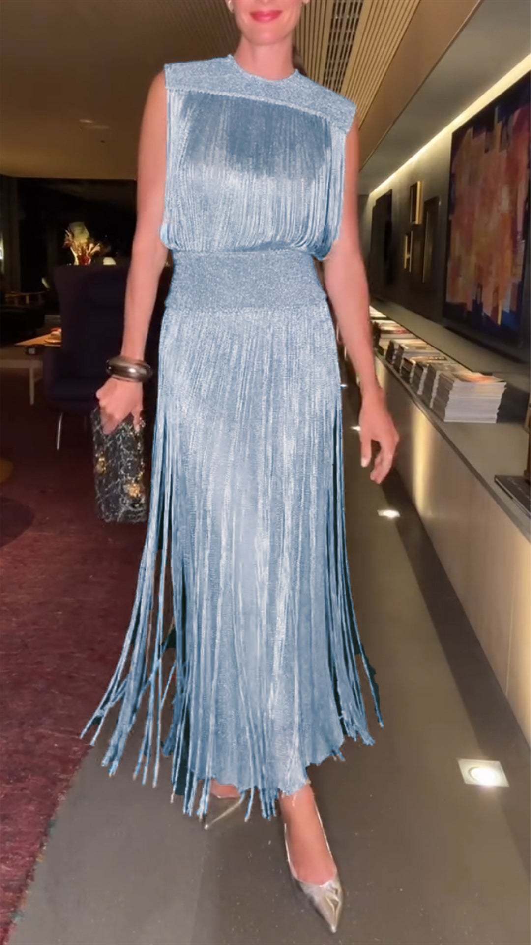 Women's Lapel Tassel Elegant Dress