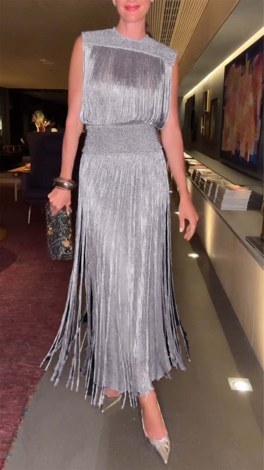 Women's Lapel Tassel Elegant Dress