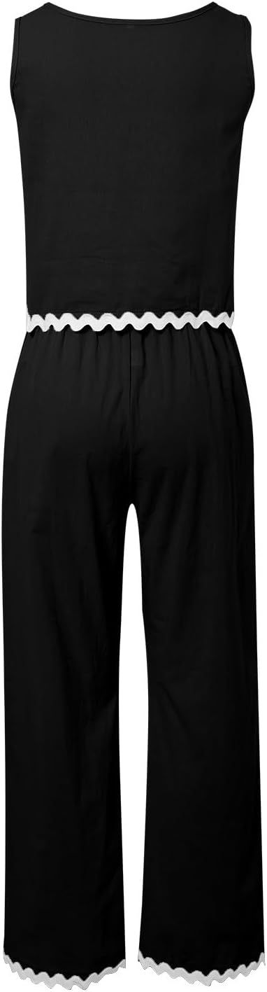 Matching Lounge Set Women Summer Plus Size Wide Leg Pants Sleeveless Lounge Set Stylish Comfy Jogger Loungewear Set