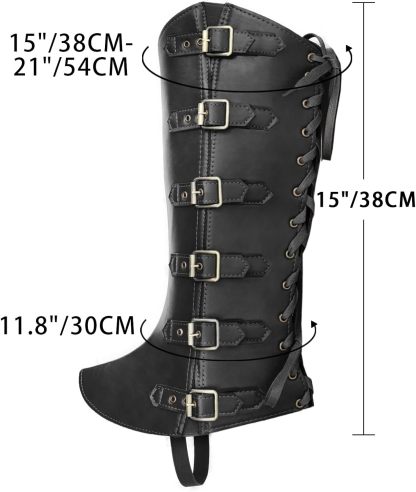 Medieval Viking PU belt buckle lace-up shoe covers and leg covers