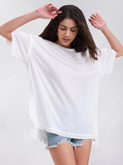 Womens Summer Oversized T Shirts 2025 Casual Short Sleeve Loose Maternity Tops Crewneck Tunic Plus Gym Workout Top