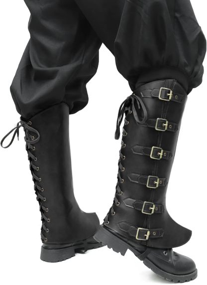 Medieval Viking PU belt buckle lace-up shoe covers and leg covers