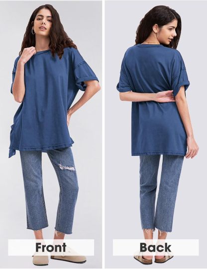 Womens Summer Oversized T Shirts 2025 Casual Short Sleeve Loose Maternity Tops Crewneck Tunic Plus Gym Workout Top