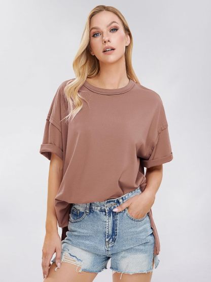 Womens Summer Oversized T Shirts 2025 Casual Short Sleeve Loose Maternity Tops Crewneck Tunic Plus Gym Workout Top