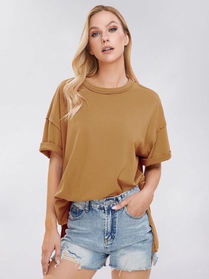 Womens Summer Oversized T Shirts 2025 Casual Short Sleeve Loose Maternity Tops Crewneck Tunic Plus Gym Workout Top