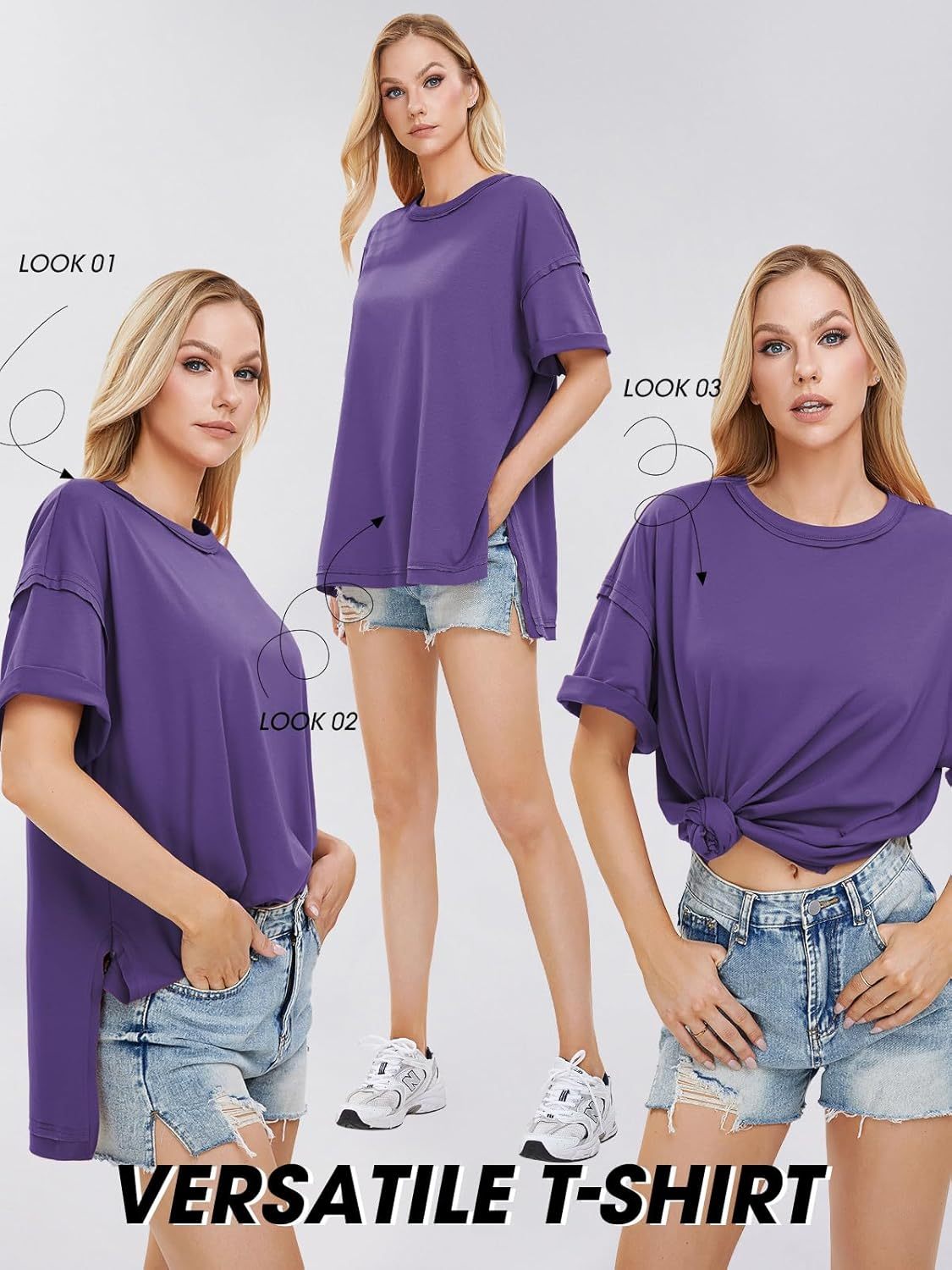 Womens Summer Oversized T Shirts 2025 Casual Short Sleeve Loose Maternity Tops Crewneck Tunic Plus Gym Workout Top