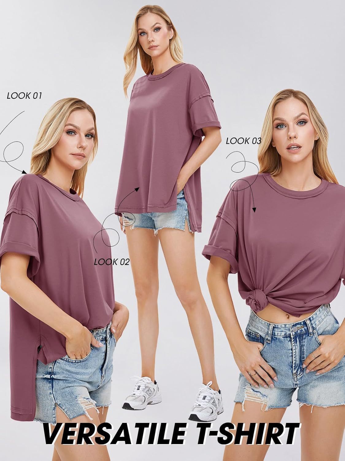 Womens Summer Oversized T Shirts 2025 Casual Short Sleeve Loose Maternity Tops Crewneck Tunic Plus Gym Workout Top