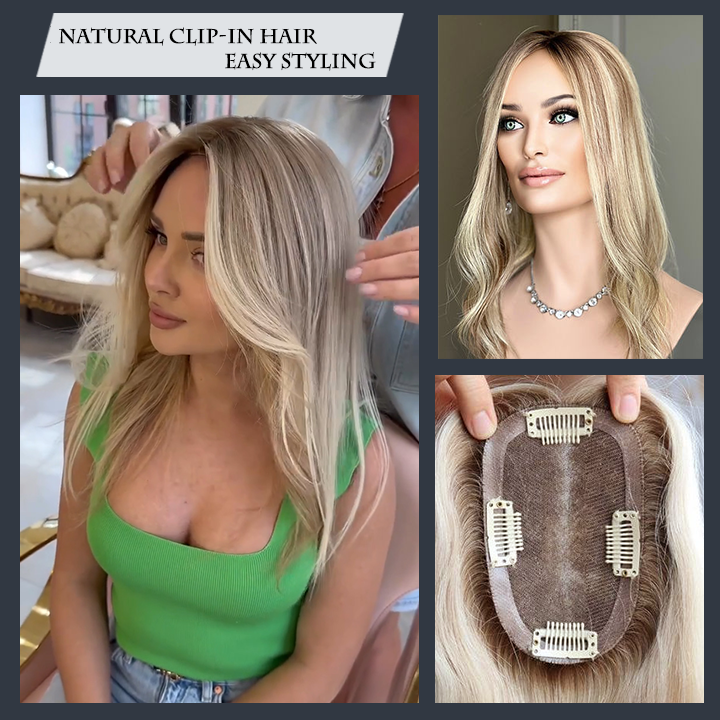 Wavy Hair Topper丨 Ultra-thin Base 丨Light Volume Piece丨Natural Remy Hair Topper 丨 Refreshing Your Look in Seconds