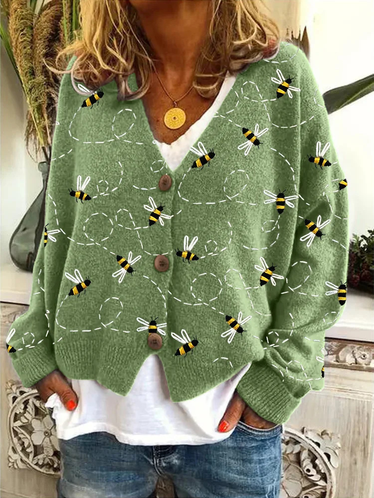 Japanese Floral Print Buttoned Casual Cardigan  Sweater AE