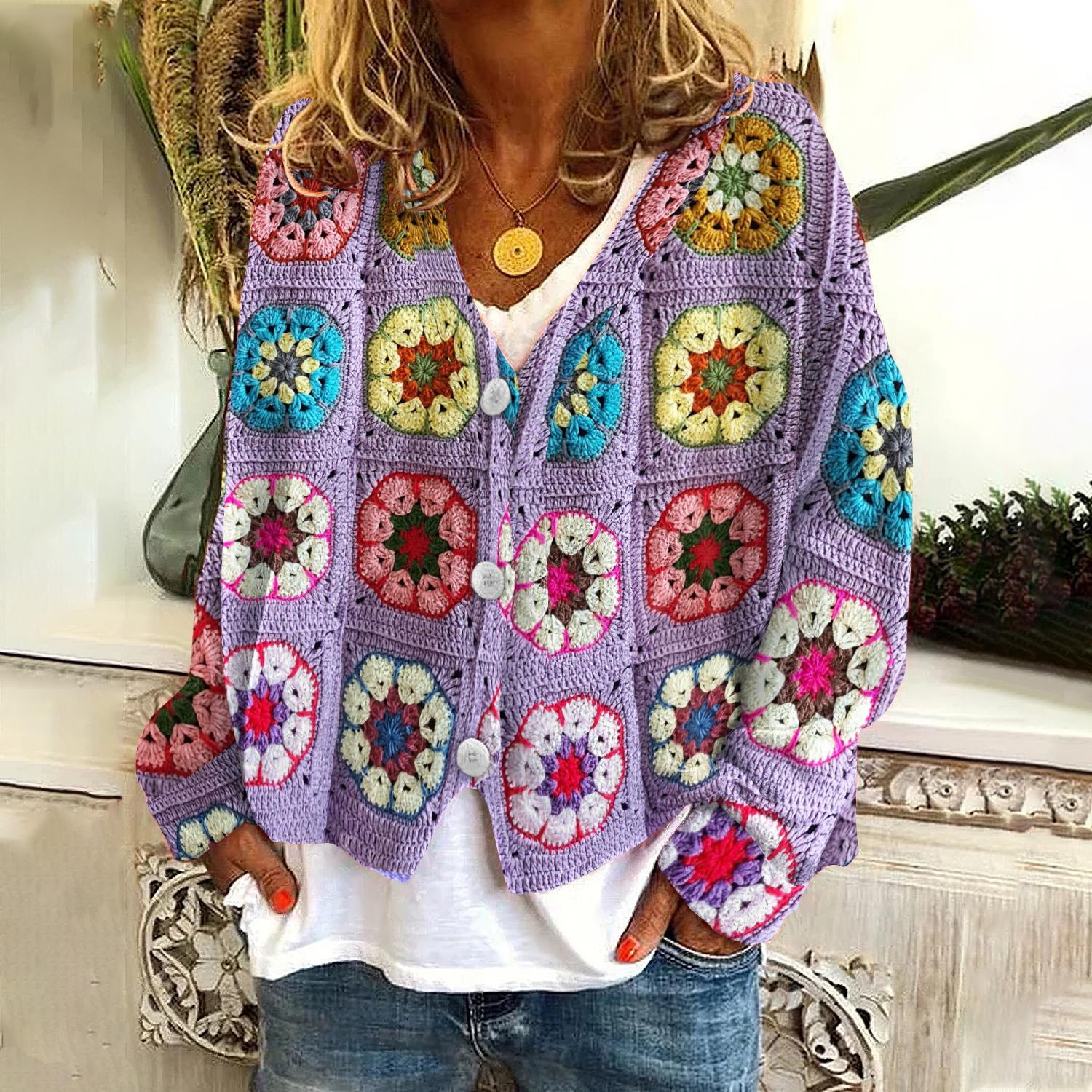 Japanese Floral Print Buttoned Casual Cardigan  Sweater BP