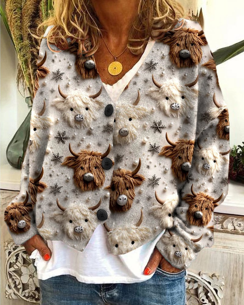 Japanese Floral Print Buttoned Casual Cardigan  Sweater BU