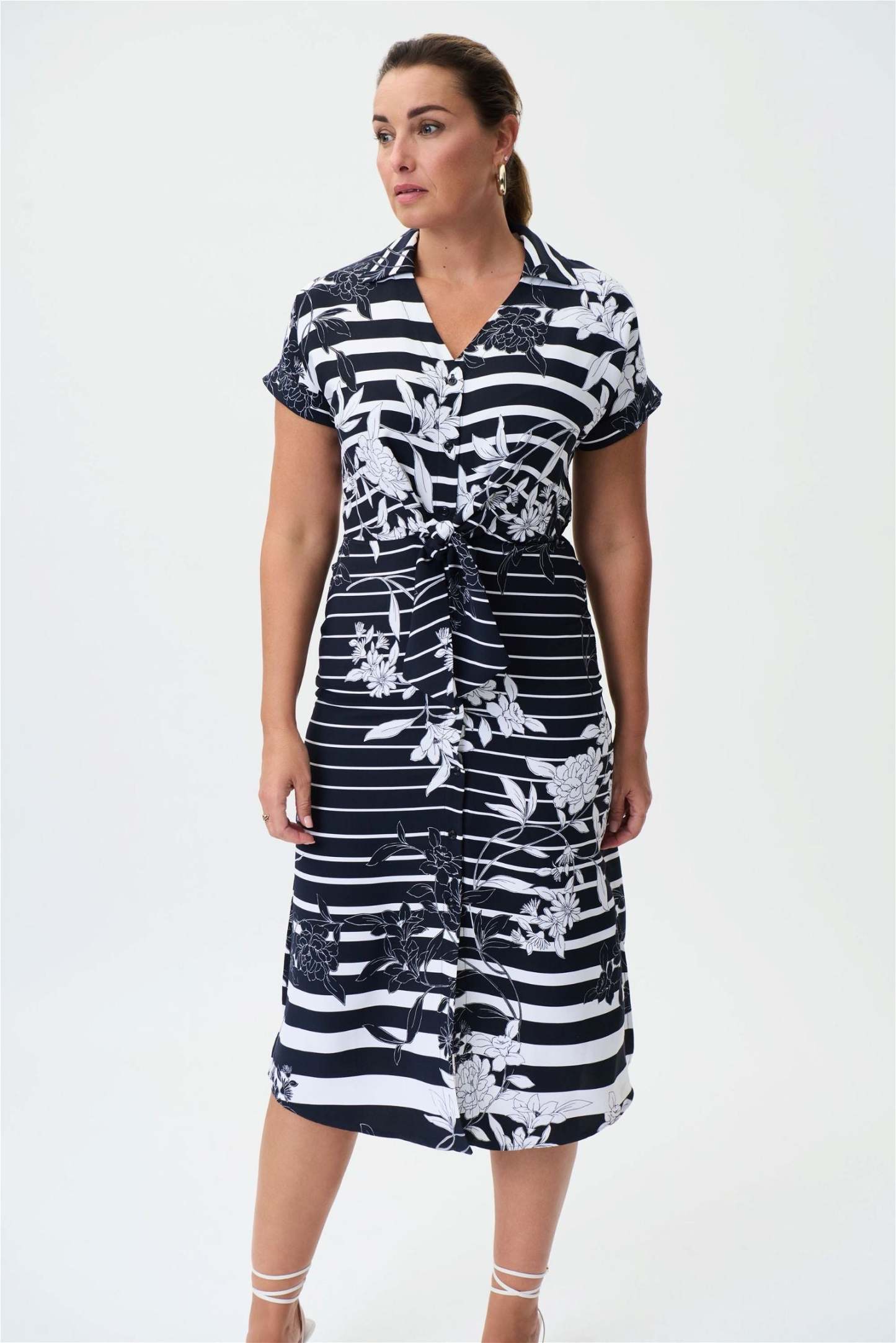 Midnight & Vanilla Print Front Tie Dress Style