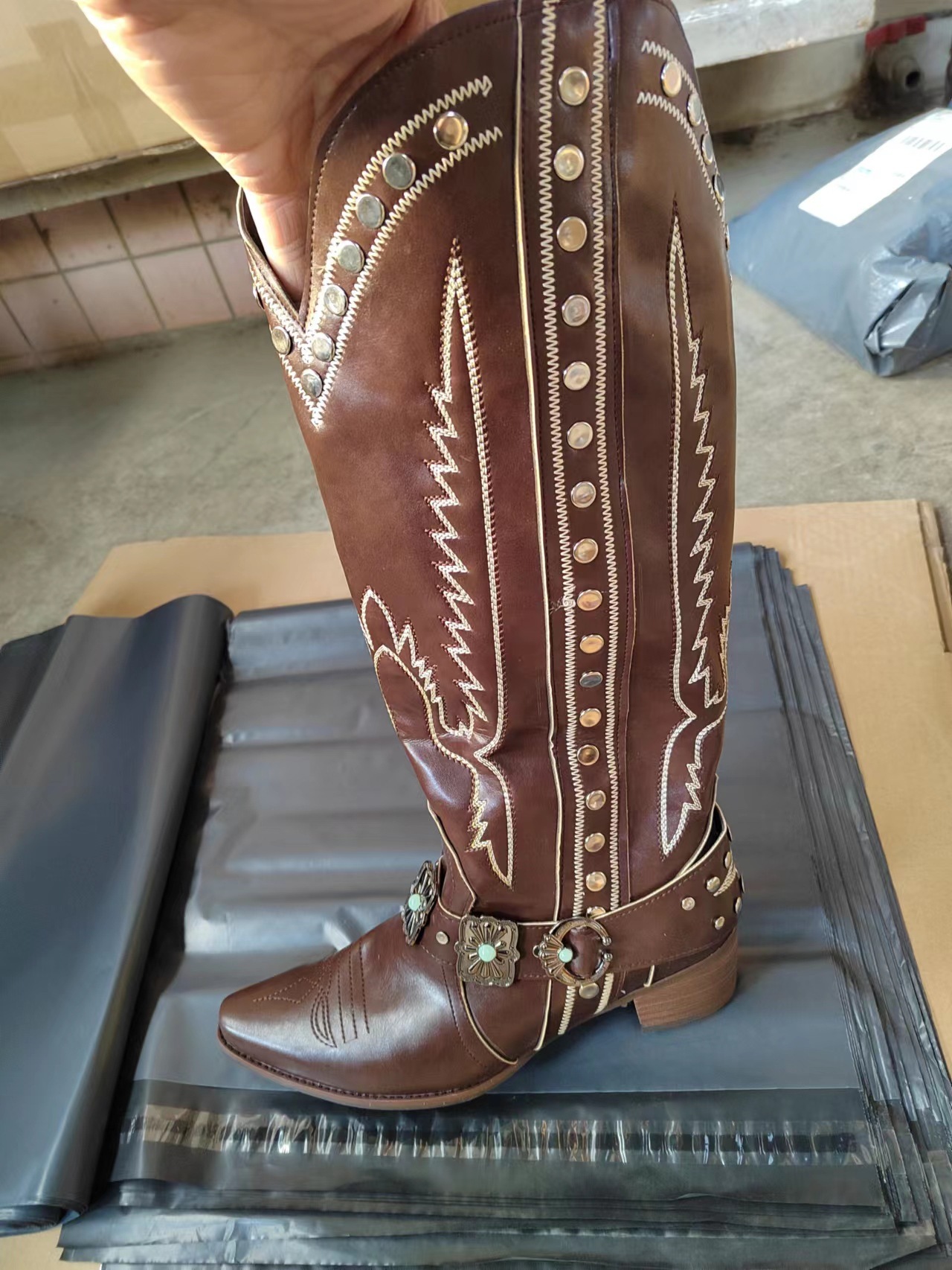 European and American retro western style women's competitive cowboy boots