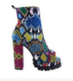 Snake print platform high heel thick sole open toe low boots