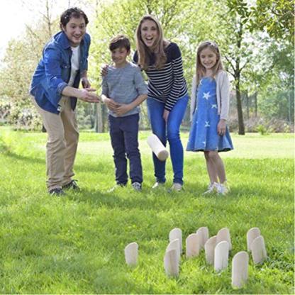 Tactic Games Molkky In A Crate - Wooden Pin and Skittles Outdoor Game - Fun for Beach, Park, Picnic and More