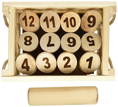 Tactic Games Molkky In A Crate - Wooden Pin and Skittles Outdoor Game - Fun for Beach, Park, Picnic and More