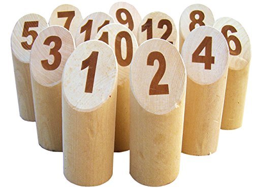 Tactic Games Molkky In A Crate - Wooden Pin and Skittles Outdoor Game - Fun for Beach, Park, Picnic and More