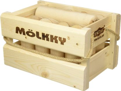 Tactic Games Molkky In A Crate - Wooden Pin and Skittles Outdoor Game - Fun for Beach, Park, Picnic and More