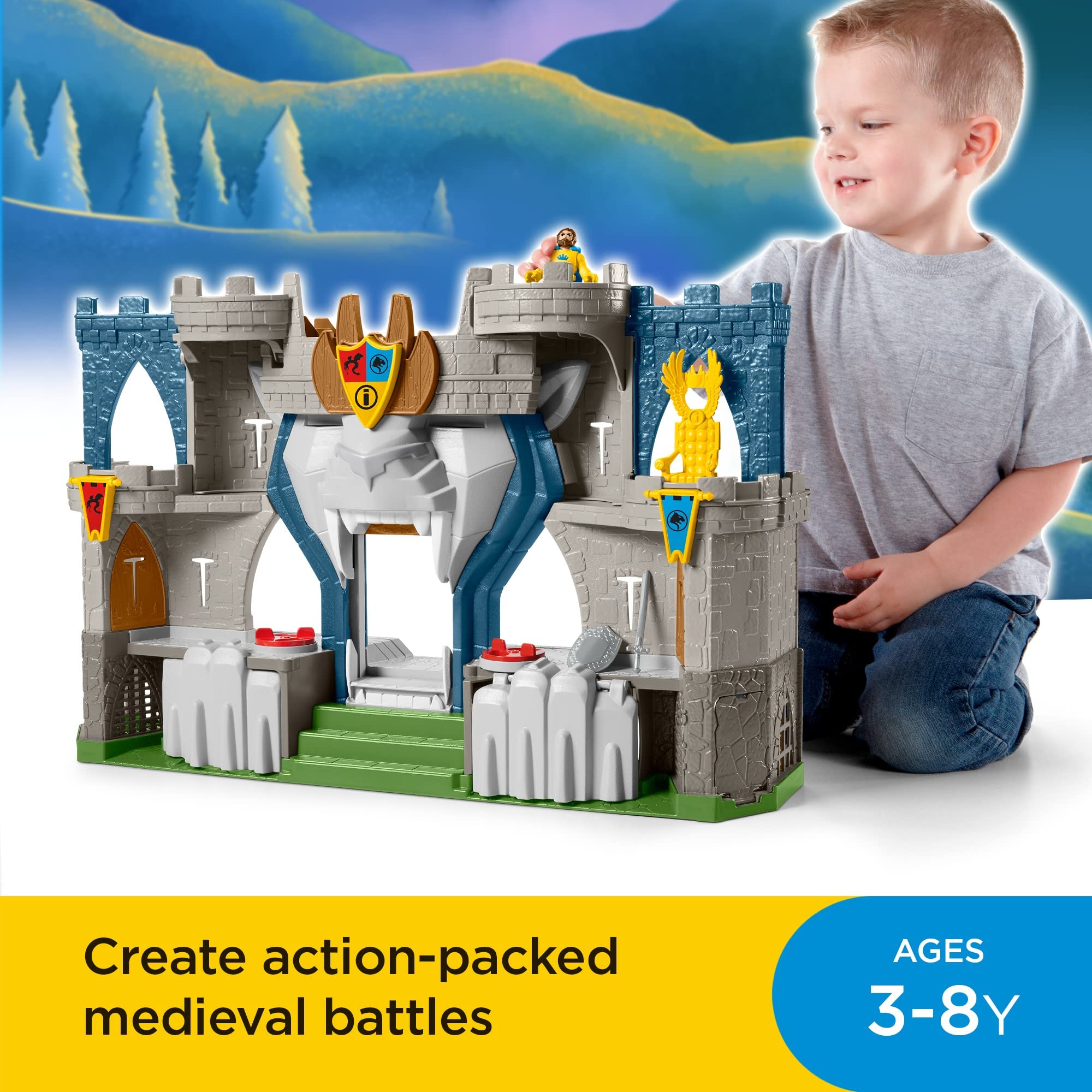Fisher-Price Imaginext GMP97 | Giocattolo King Shark & Batman Con Accessori, Figure Articolate, Per Bambini 3+ Anni - 3