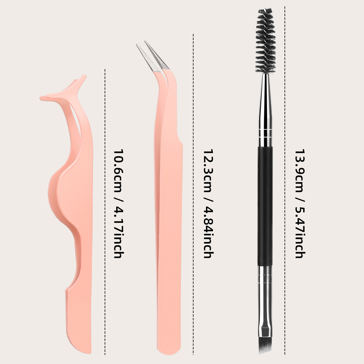 Three tweezer tools with box - pink