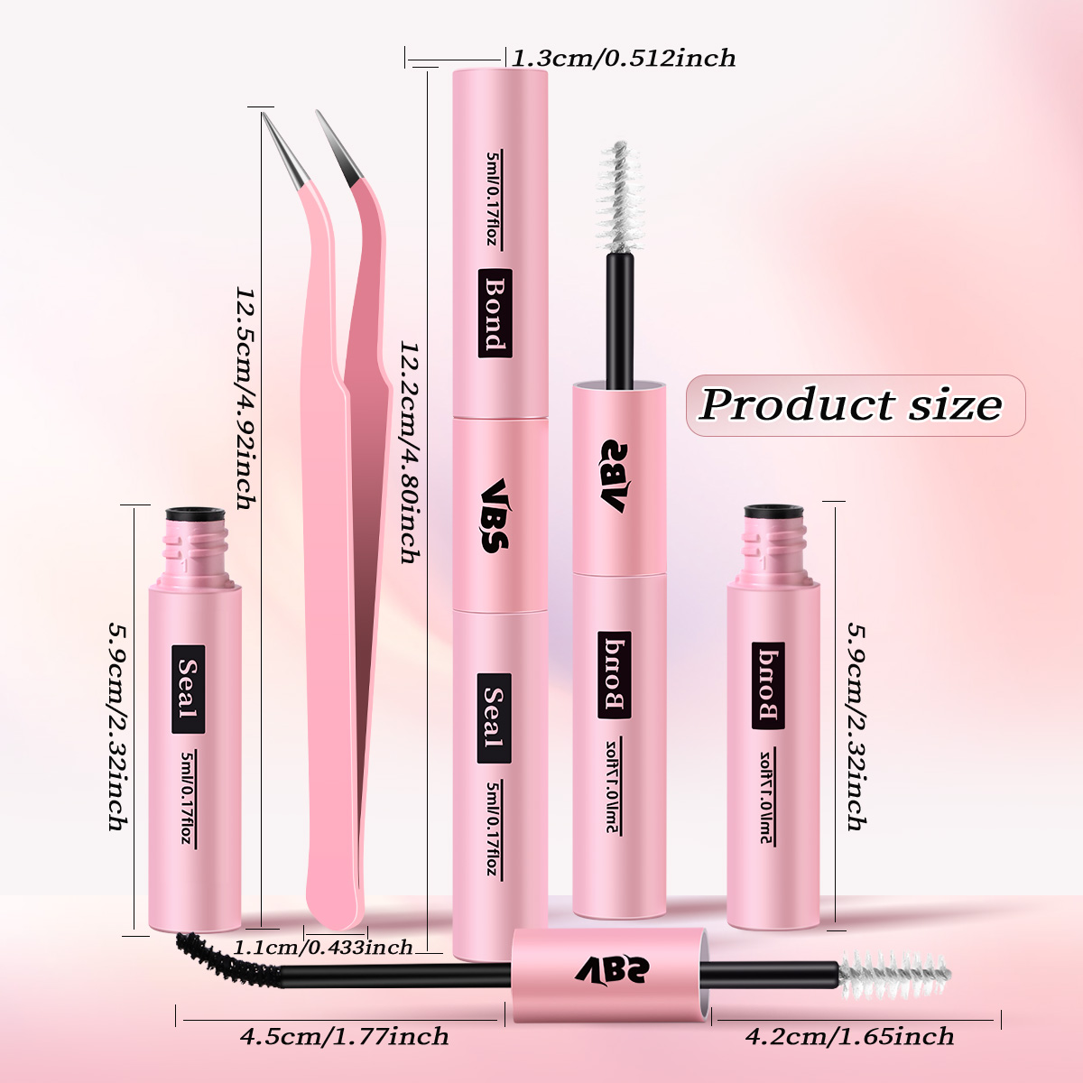 Double headed adhesive for false eyelash + tweezer