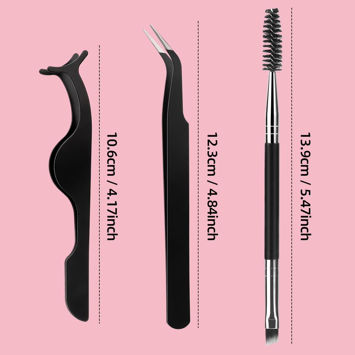 Three tweezer tools with box - black
