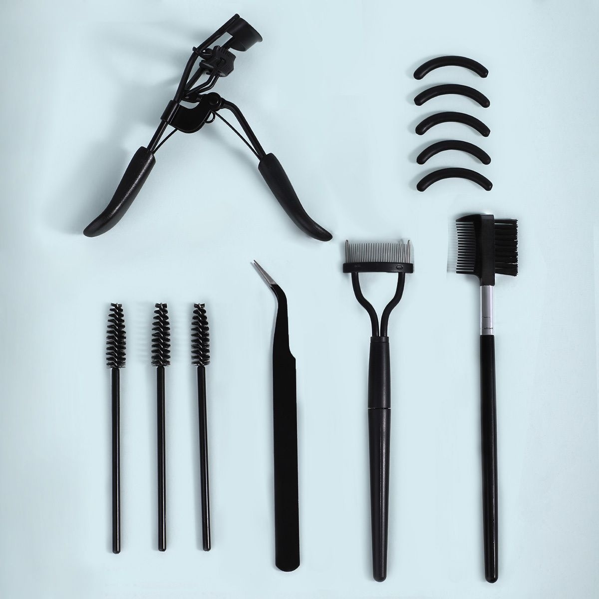 睫毛工具8件套-黑色带梳柄