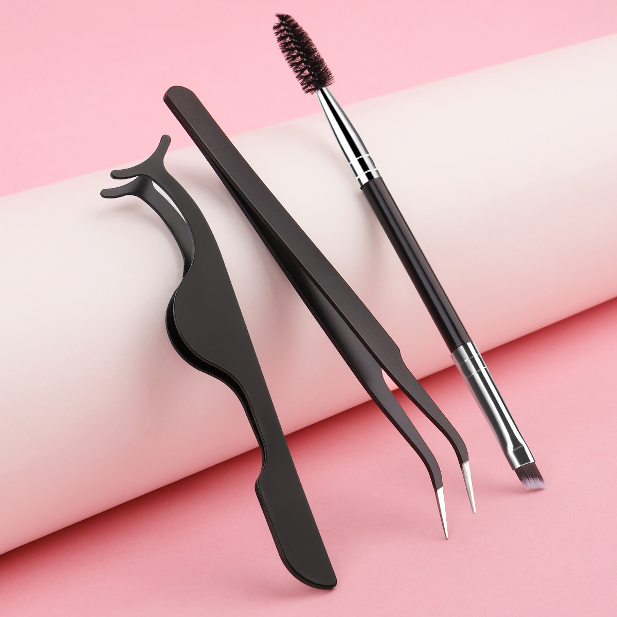 Three tweezer tools with box - black