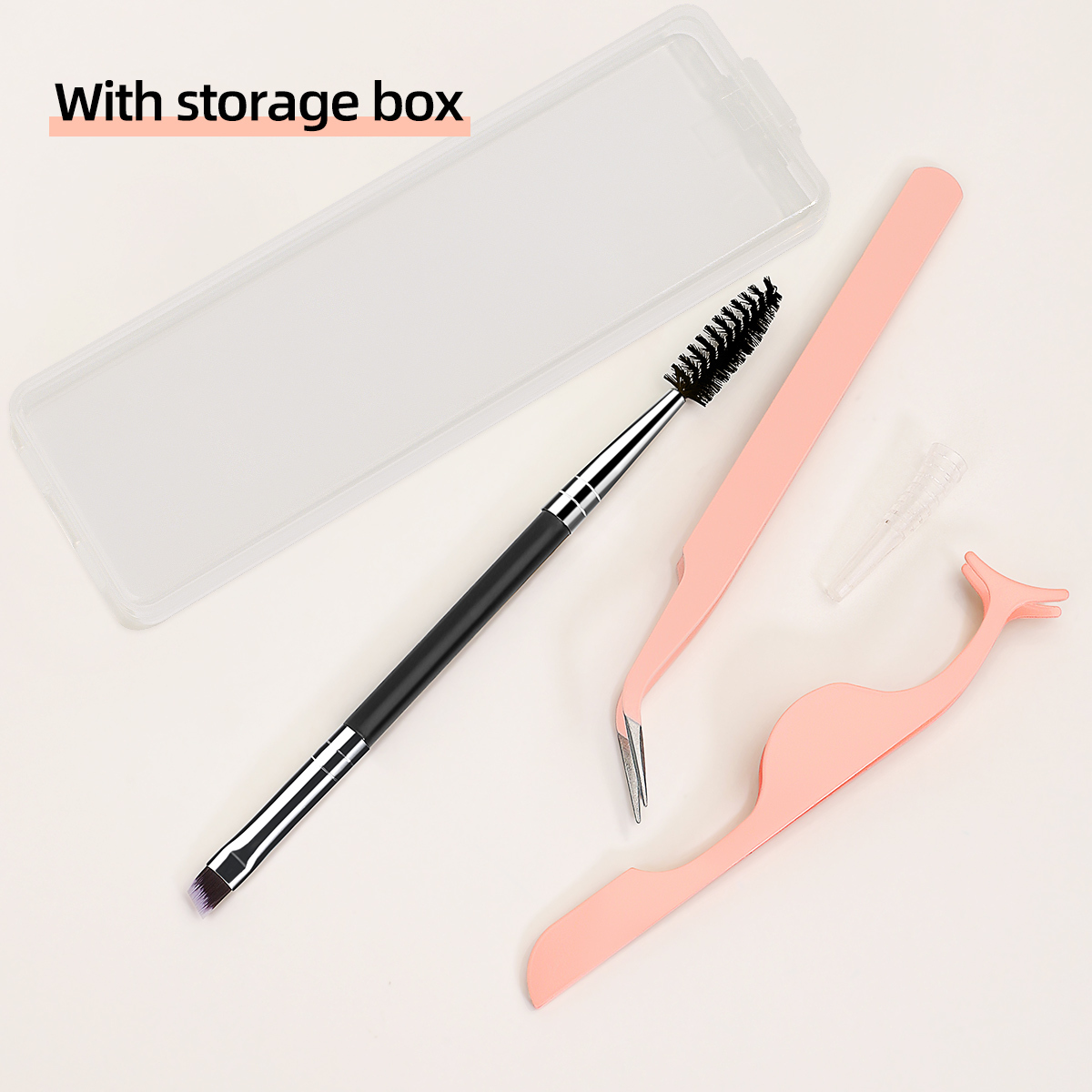 Three tweezer tools with box - pink