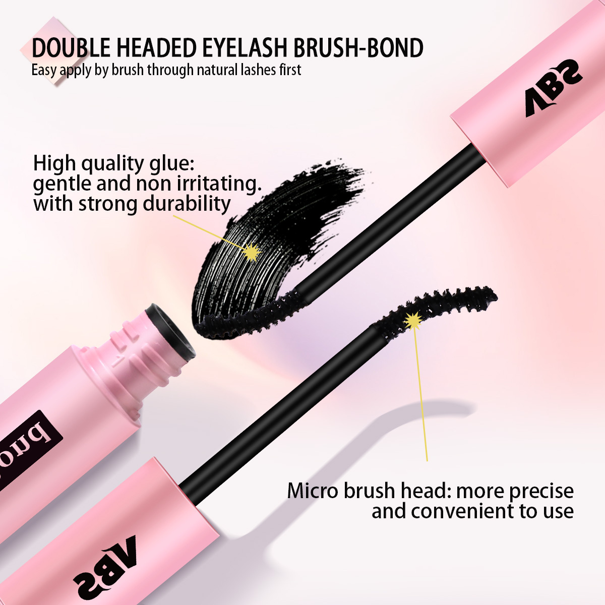 Double headed adhesive for false eyelash + tweezer