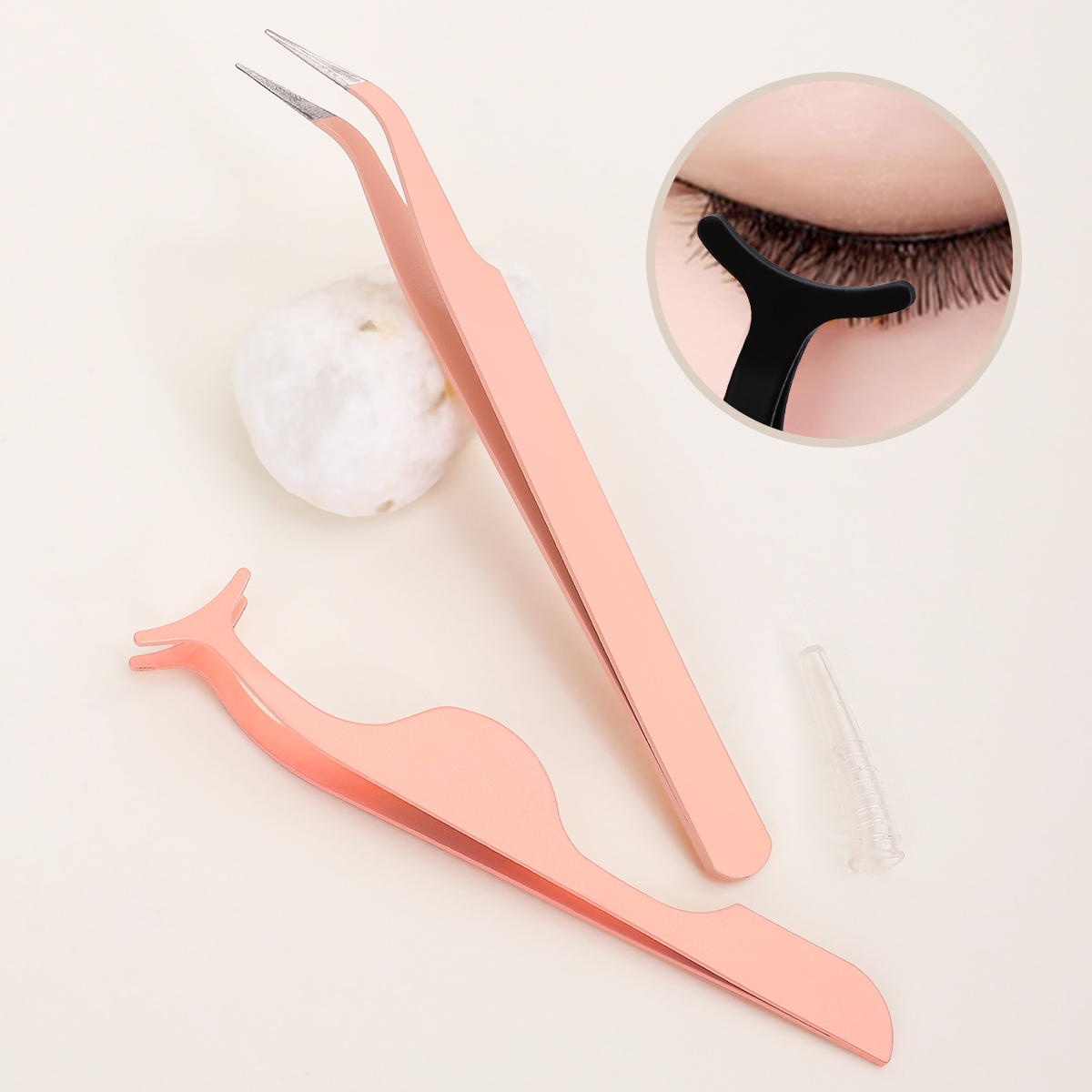 Three tweezer tools with box - pink